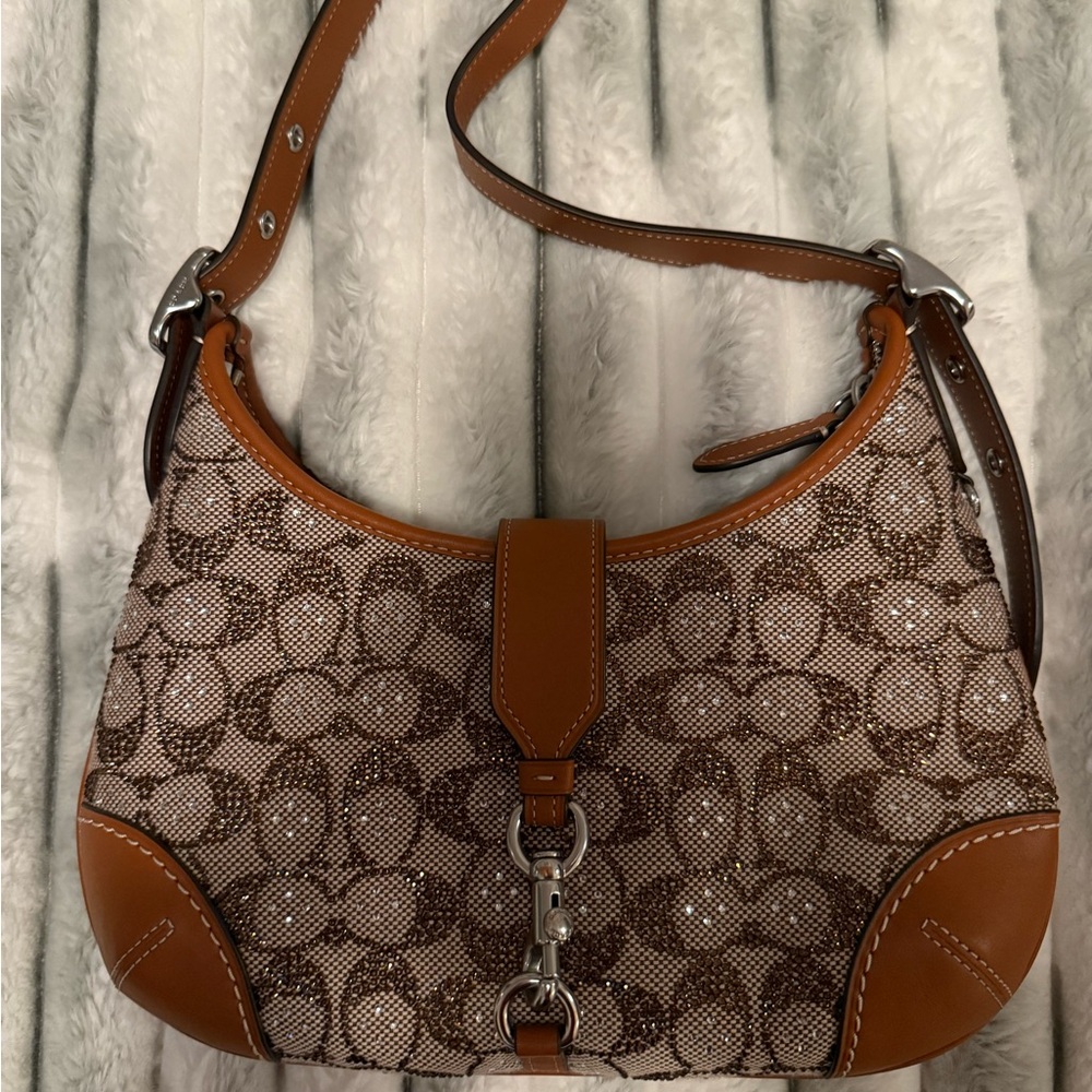 Coach Signature Brown and Tan Shoulder Bag